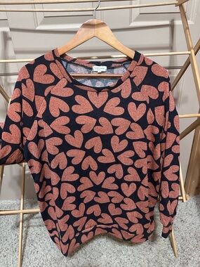 Long Sleeve Tunic with Rust Heart Print - Sweet Lovely by Jen